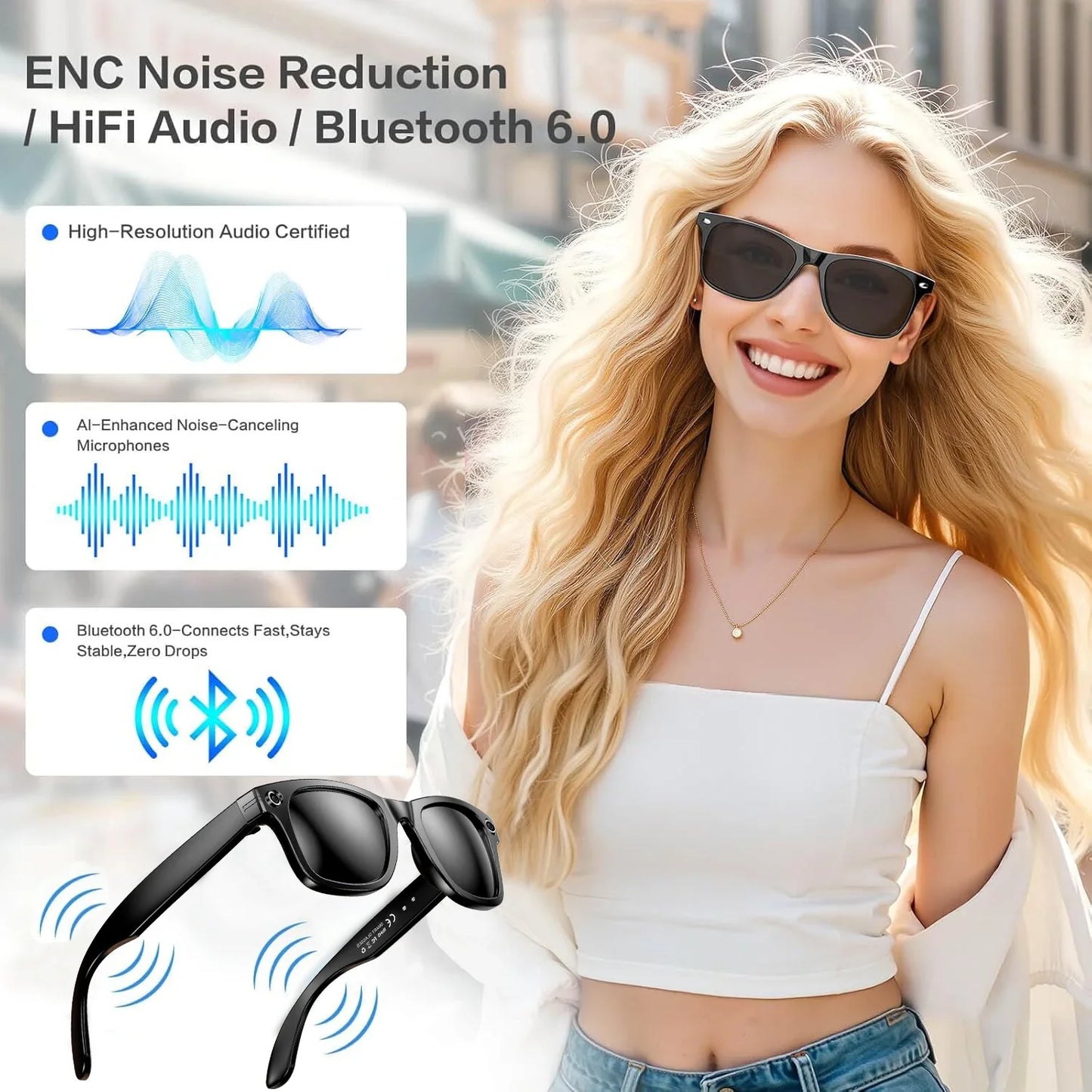 Waterproof AI Sunglass - Hands-Free Photo Video & Call