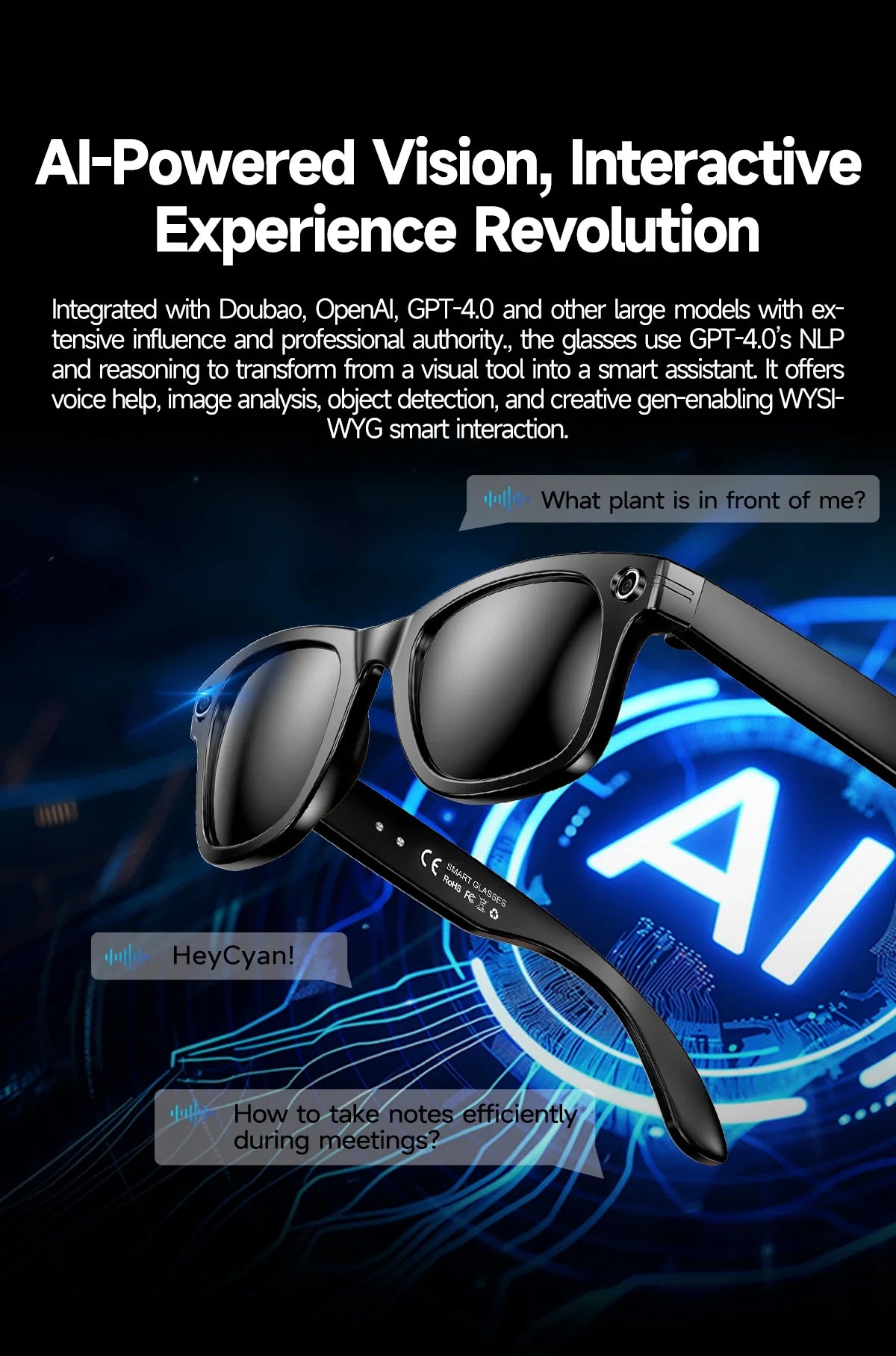 Waterproof AI Sunglass - Hands-Free Photo Video & Call